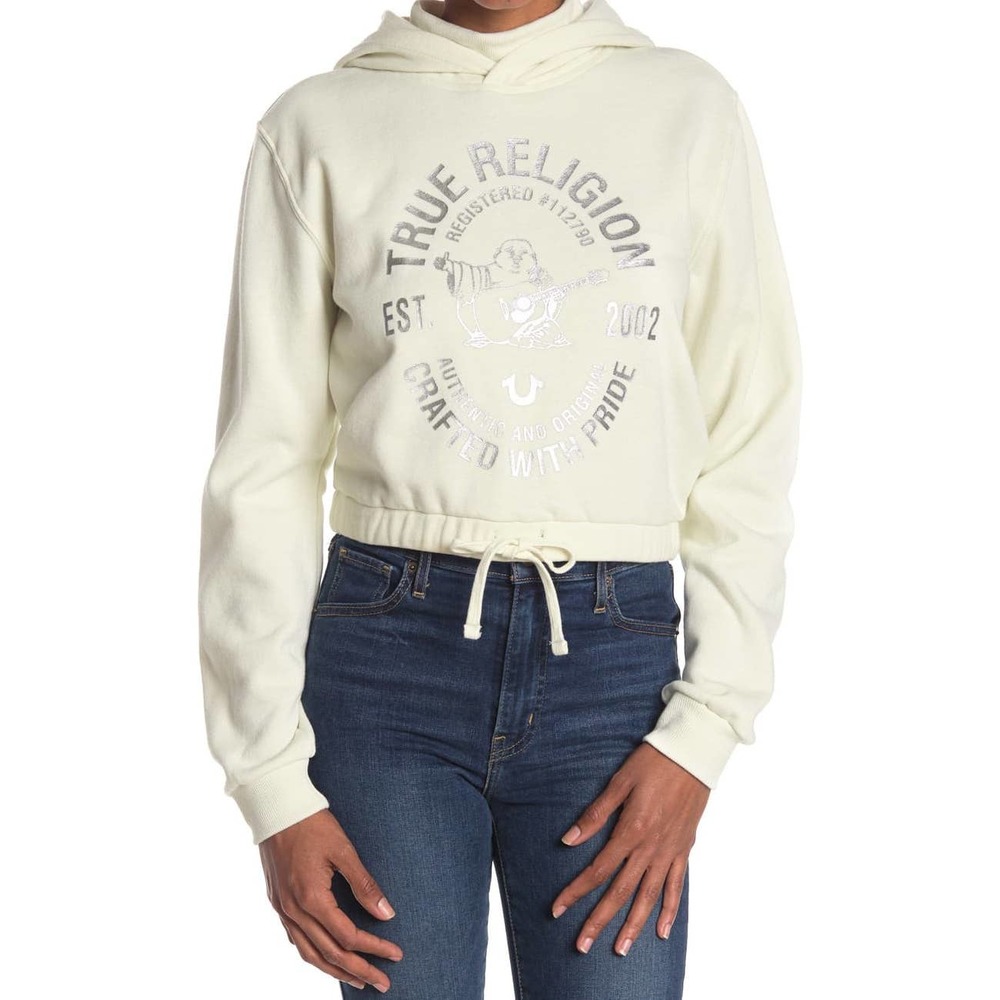 True Religion Buddha Hood Tie Front Sweatshirt Sm